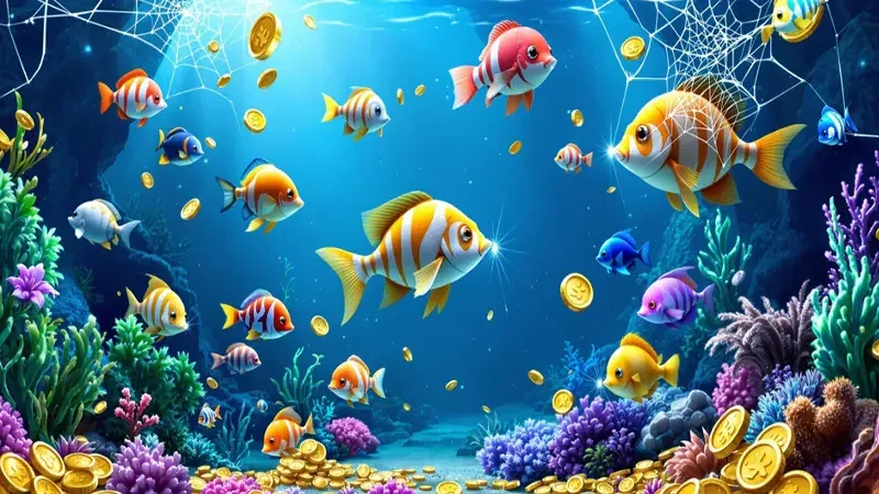 Meriam digital mengarah ke ikan dan sasaran bawah laut dalam permainan arcade