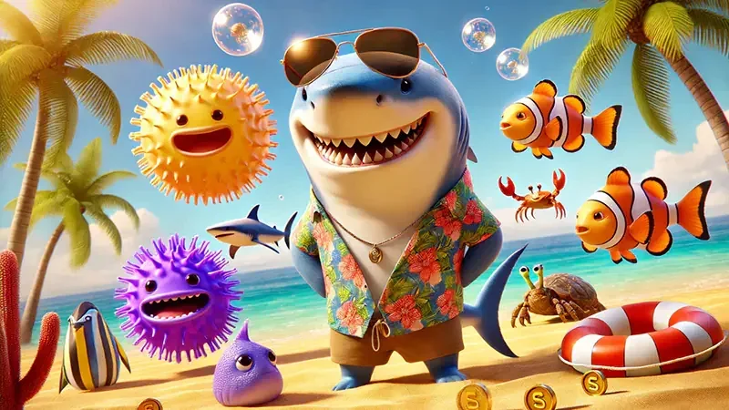Adegan bawah laut penuh warna pada permainan tembak ikan mobile